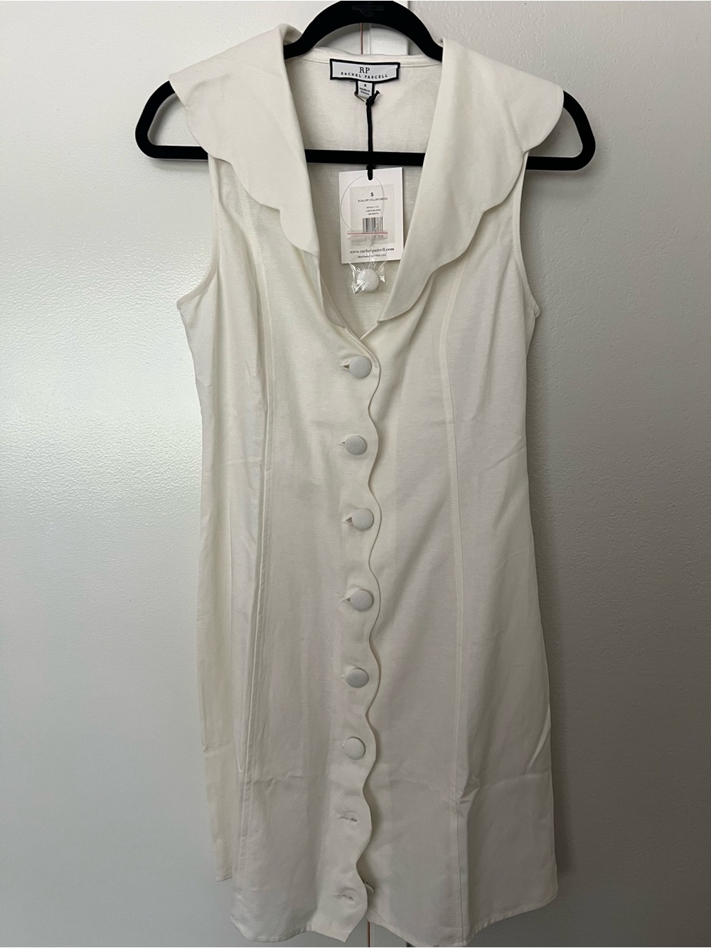Rachel Parcell Cream Sleeveless Scallop-Trim Button Midi Dress